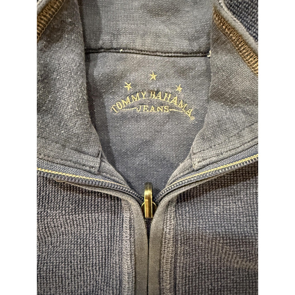 Tommy Bahama Sweater Mens Large Blue Half Zip Pullover Casual Waffle Y2K Vintage - Picture 4 of 7